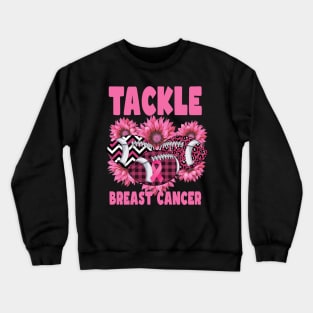 Tackle Breast Cancer Pink Ribbon Football Lovers Crewneck Sweatshirt